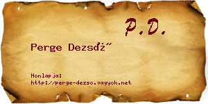 Perge Dezső névjegykártya